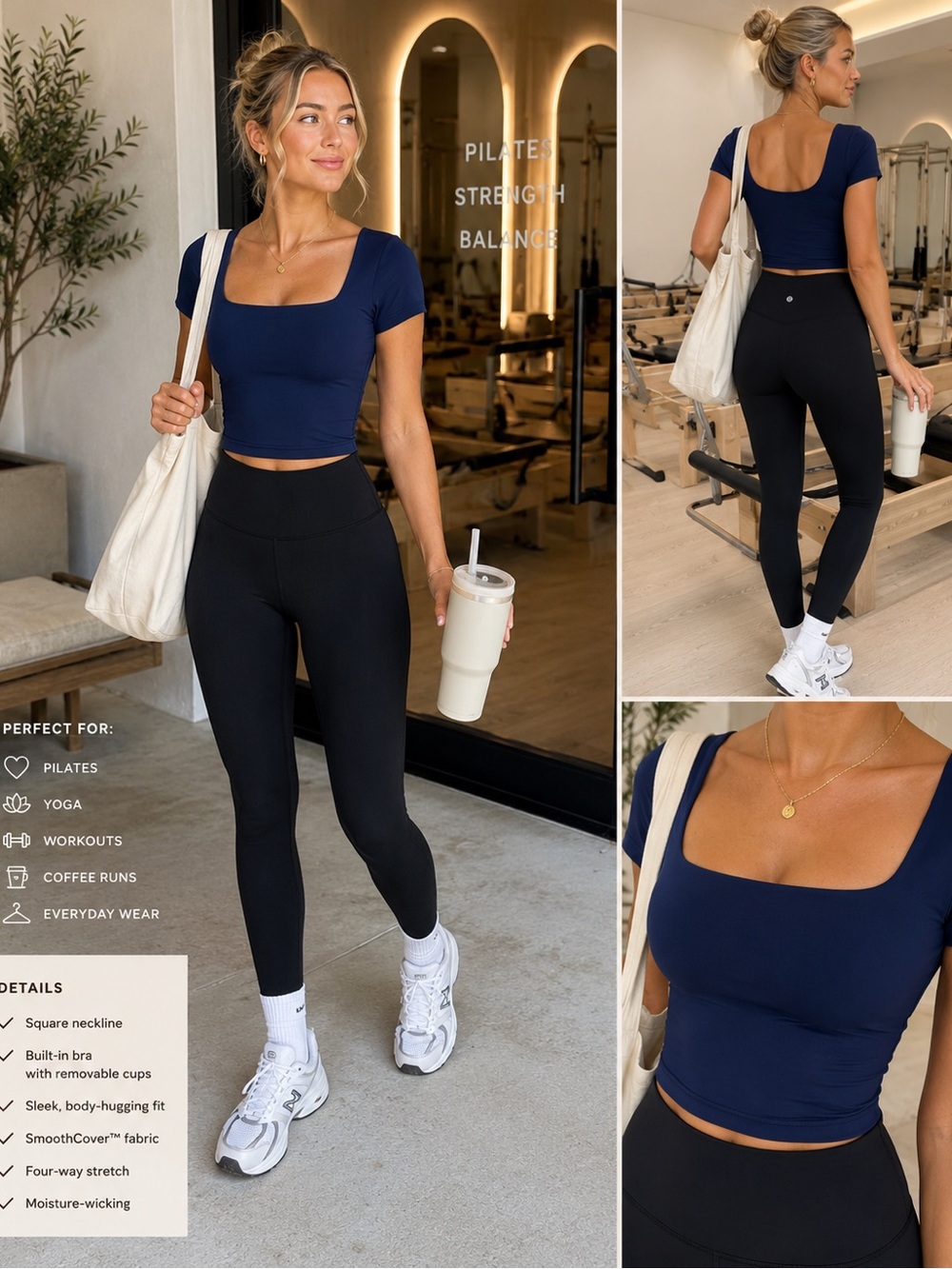 NWT Lululemon Wunder Under SmoothCover Square Neck Top Blue Size 4
